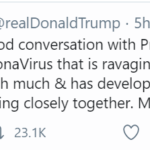Trump tweet spoken with President Xi