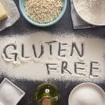 Gluten Free Baking Background on a Dark Slate Tabletop