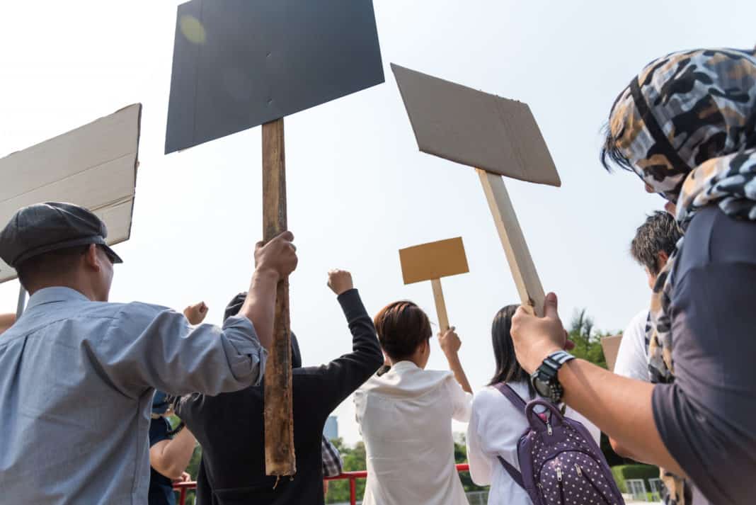 people protesting in Michigan