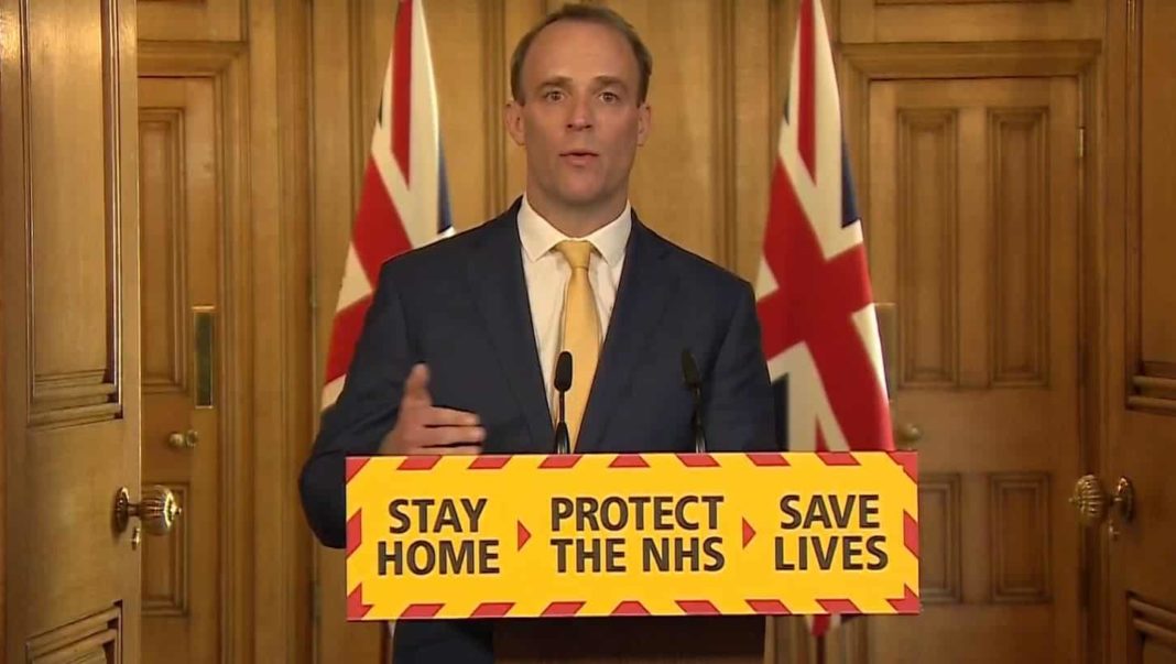 Dominic Raab leads today's daily coronavirus press briefing