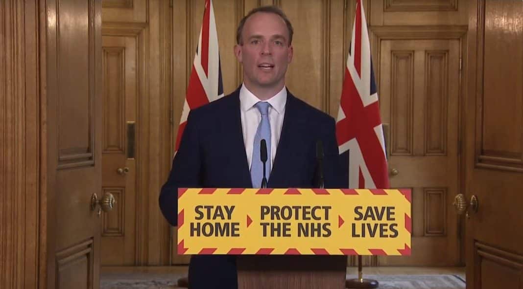 Dominic Raab lead the government's daily coronavirus briefing