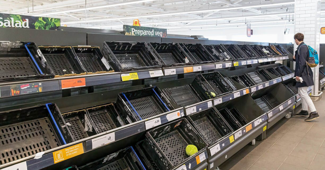 Empty Supermarket shelves