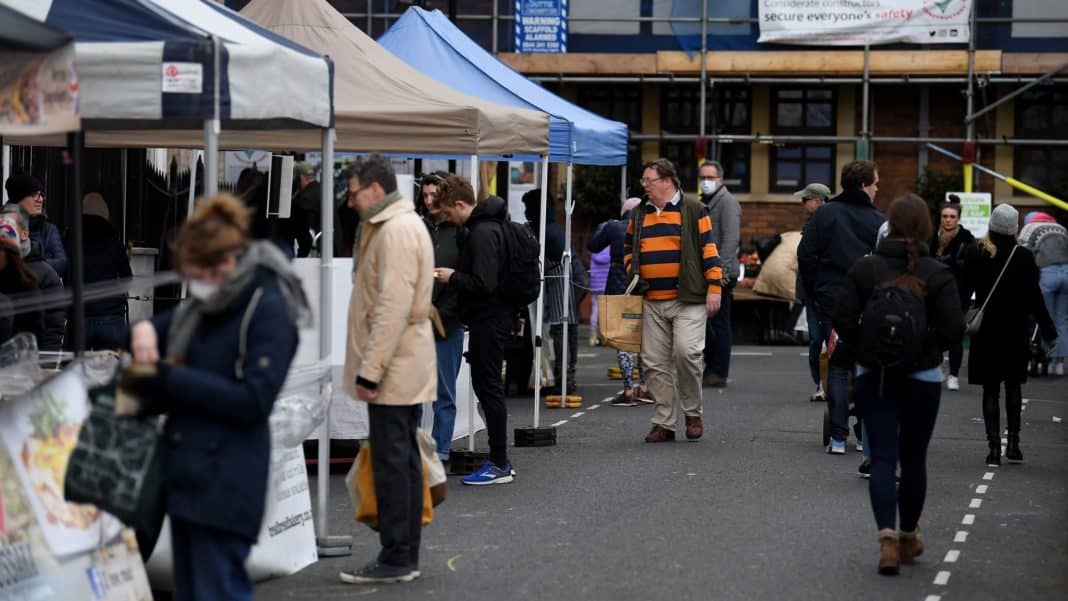 UK shoppers at market