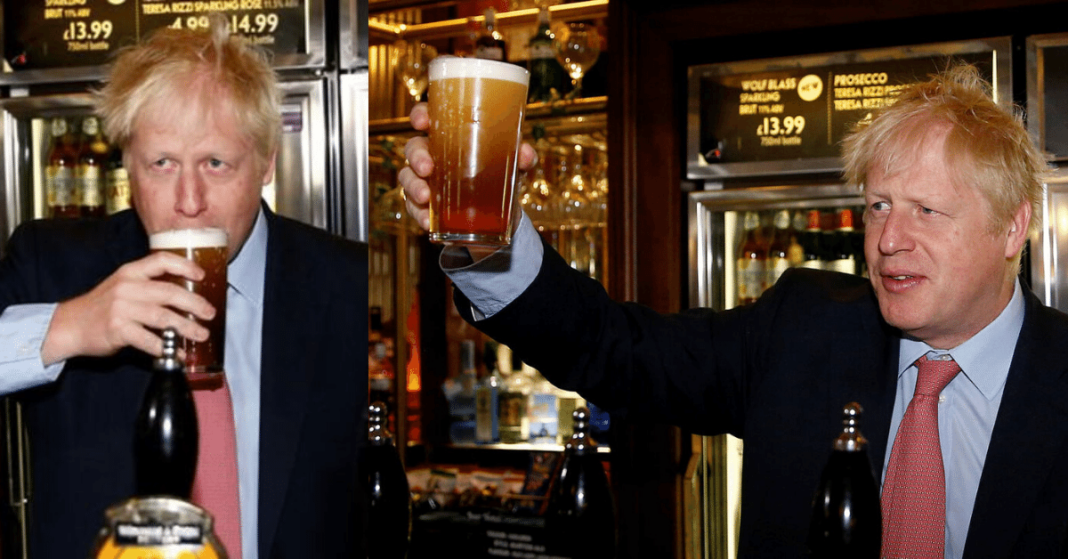 Boris Johnson Serves beer