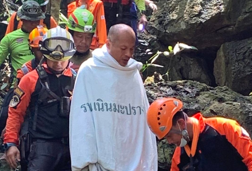 Buddhist monk rescued after being trapped in a flooded cave for four days