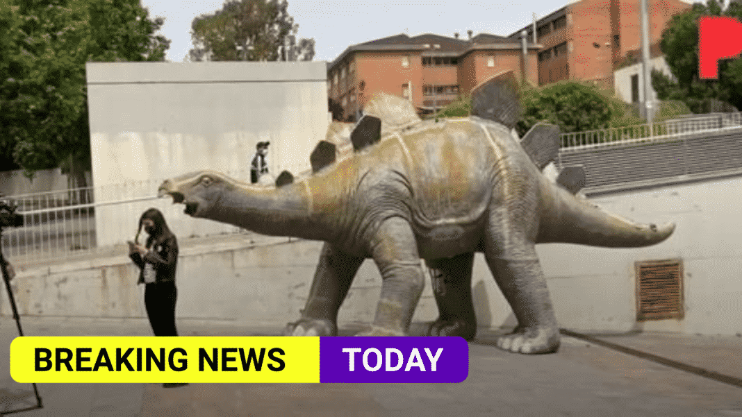 A corpse has been discovered inside a statue of a dinosaur in Barcelona