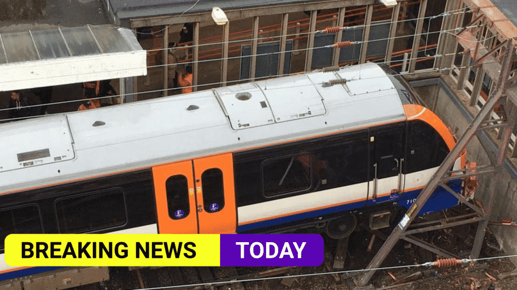 Two injured as London train crashes and almost hits building